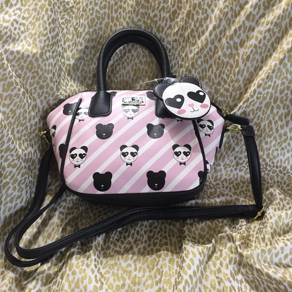 Betsey Johnson Handbags - Betsey Johnson Panda Pink Black Mini Satchel